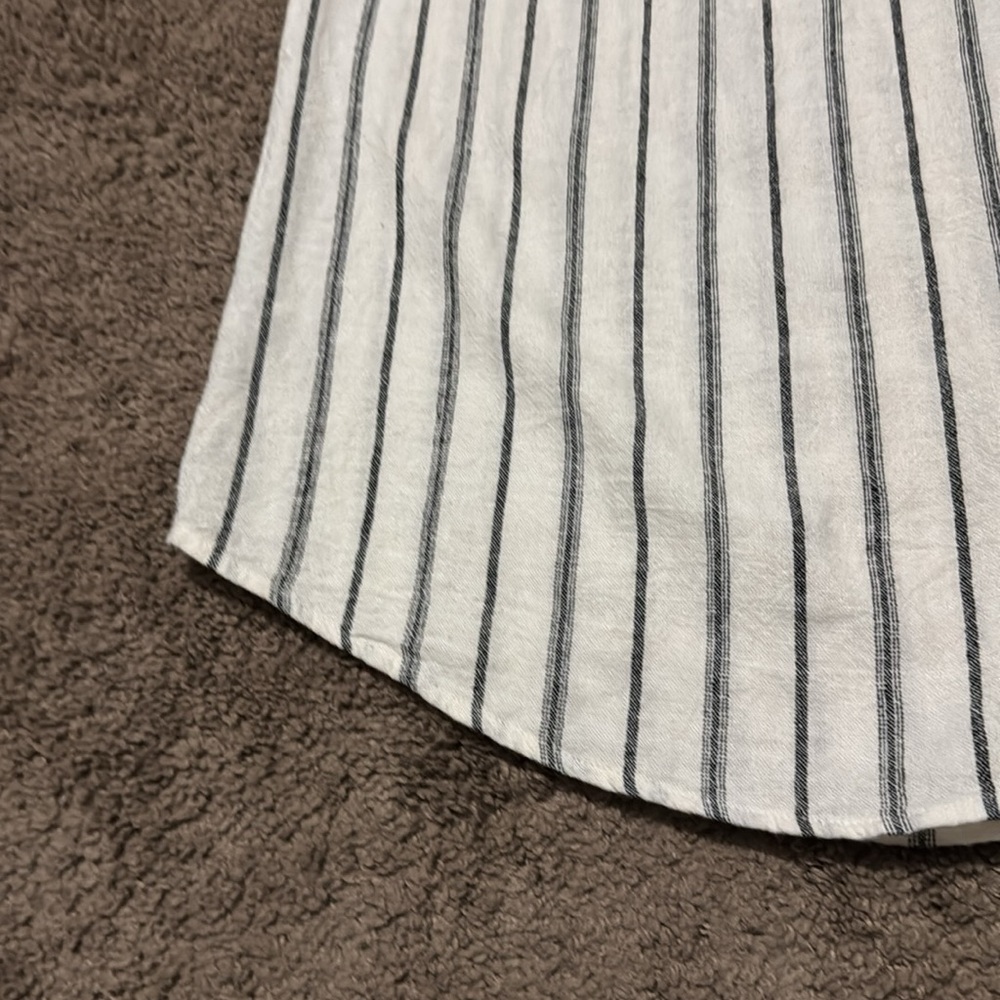 Old Navy-Sz L-Linen Button Front Dress-White & Black Stripes- - Picture 13 of 16